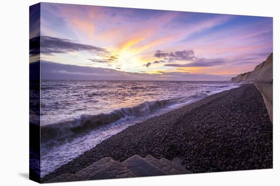Pink Sunset at the Telscombe Cliffs, Newhaven, East Sussex, England, United Kingdom, Europe-Charlie-Stretched Canvas