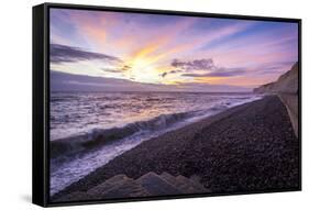 Pink Sunset at the Telscombe Cliffs, Newhaven, East Sussex, England, United Kingdom, Europe-Charlie-Framed Stretched Canvas