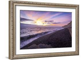 Pink Sunset at the Telscombe Cliffs, Newhaven, East Sussex, England, United Kingdom, Europe-Charlie-Framed Photographic Print