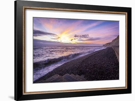 Pink Sunset at the Telscombe Cliffs, Newhaven, East Sussex, England, United Kingdom, Europe-Charlie-Framed Photographic Print