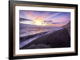 Pink Sunset at the Telscombe Cliffs, Newhaven, East Sussex, England, United Kingdom, Europe-Charlie-Framed Photographic Print
