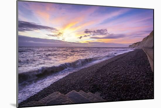 Pink Sunset at the Telscombe Cliffs, Newhaven, East Sussex, England, United Kingdom, Europe-Charlie-Mounted Photographic Print