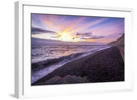 Pink Sunset at the Telscombe Cliffs, Newhaven, East Sussex, England, United Kingdom, Europe-Charlie-Framed Photographic Print