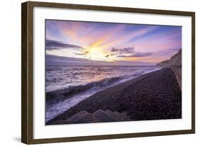 Pink Sunset at the Telscombe Cliffs, Newhaven, East Sussex, England, United Kingdom, Europe-Charlie-Framed Photographic Print