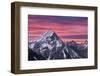 Pink sunset on Antelao mountain in winter with snow, Dolomites, Trentino-Alto Adige, Italy, Europe-Francesco Fanti-Framed Photographic Print