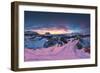 Pink sunset on the snowcapped Gran Cir, Odle, Sassolungo and Sella Group mountains-Roberto Moiola-Framed Photographic Print