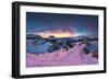 Pink sunset on the snowcapped Gran Cir, Odle, Sassolungo and Sella Group mountains-Roberto Moiola-Framed Photographic Print