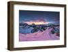 Pink sunset on the snowcapped Gran Cir, Odle, Sassolungo and Sella Group mountains-Roberto Moiola-Framed Photographic Print