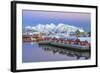 Pink Sunset over the Typical Red Houses Reflected in the Sea. Svollvaer, Lofoten Islands, Norway-ClickAlps-Framed Photographic Print