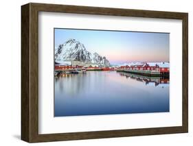 Pink Sunset over the Typical Red Houses Reflected in the Sea-Roberto Moiola-Framed Photographic Print
