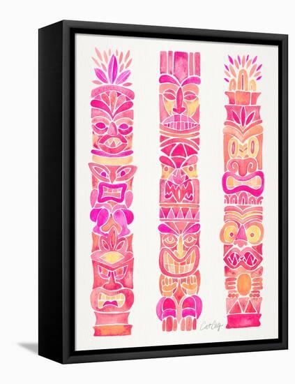 Pink Tiki Totems-Cat Coquillette-Framed Stretched Canvas