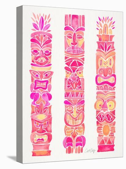 Pink Tiki Totems-Cat Coquillette-Stretched Canvas