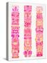 Pink Tiki Totems-Cat Coquillette-Stretched Canvas