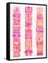 Pink Tiki Totems-Cat Coquillette-Framed Stretched Canvas
