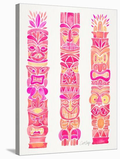 Pink Tiki Totems-Cat Coquillette-Stretched Canvas