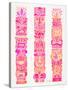 Pink Tiki Totems-Cat Coquillette-Stretched Canvas