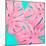 Pink Tropical Palm Leaves of Monstera in Vibrant Bold Color on Turquoise Background-Katya Havok-Mounted Photographic Print