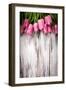 Pink Tulips over Wooden Table-oksix-Framed Photographic Print