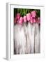 Pink Tulips over Wooden Table-oksix-Framed Photographic Print