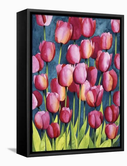 Pink Tulips-Mary Russel-Framed Stretched Canvas