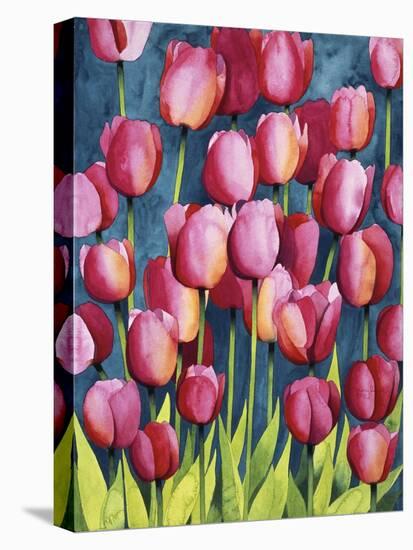 Pink Tulips-Mary Russel-Stretched Canvas