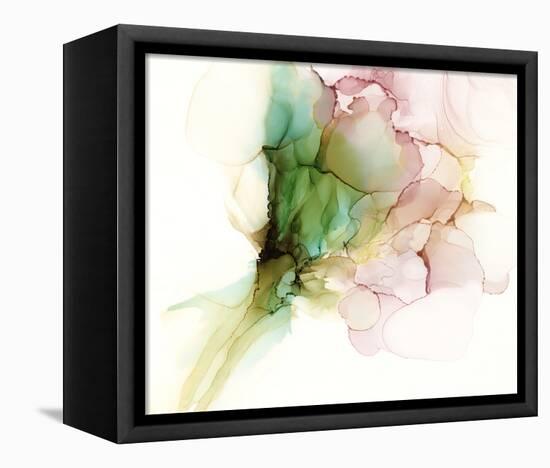 Pink & Turquoise Bloom I-Jennifer Goldberger-Framed Stretched Canvas