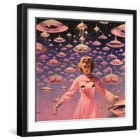 Pink UFO Fever Dream Collage Art-Samantha Hearn-Framed Giclee Print