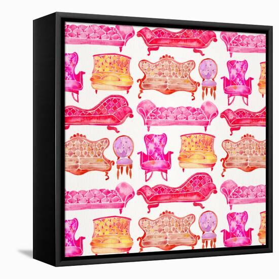 Pink Victorian Lounge Pattern-Cat Coquillette-Framed Stretched Canvas