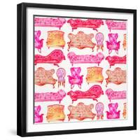 Pink Victorian Lounge Pattern-Cat Coquillette-Framed Giclee Print