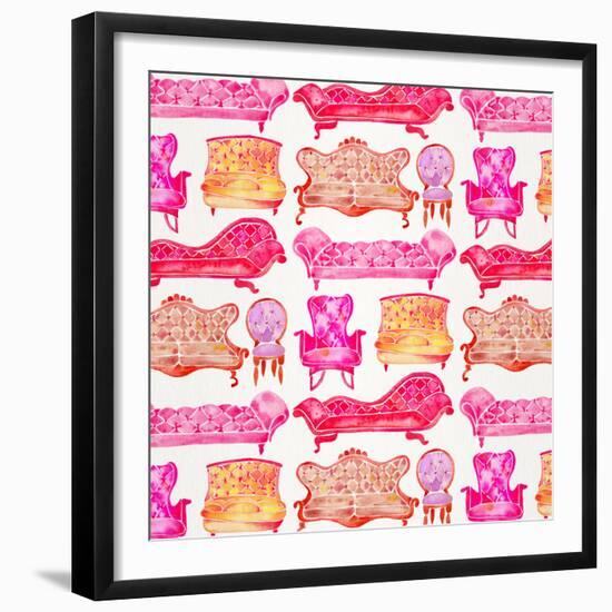 Pink Victorian Lounge Pattern-Cat Coquillette-Framed Giclee Print