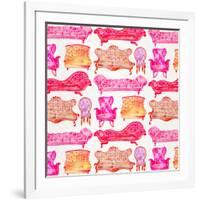 Pink Victorian Lounge Pattern-Cat Coquillette-Framed Giclee Print