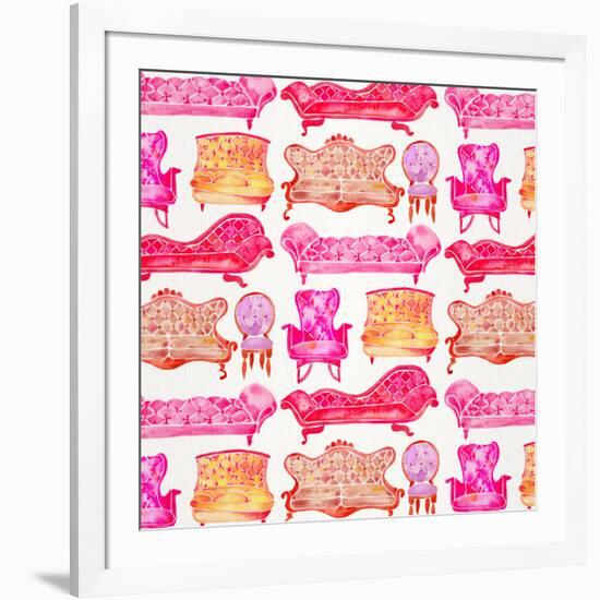 Pink Victorian Lounge Pattern-Cat Coquillette-Framed Giclee Print