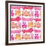 Pink Victorian Lounge Pattern-Cat Coquillette-Framed Giclee Print