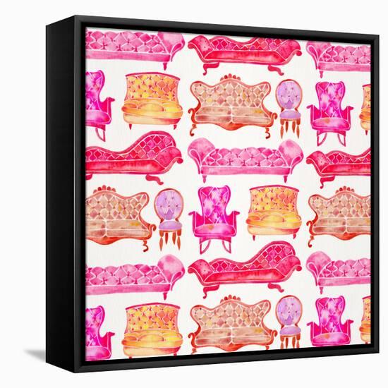 Pink Victorian Lounge Pattern-Cat Coquillette-Framed Stretched Canvas