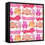 Pink Victorian Lounge Pattern-Cat Coquillette-Framed Stretched Canvas