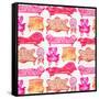 Pink Victorian Lounge Pattern-Cat Coquillette-Framed Stretched Canvas