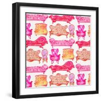 Pink Victorian Lounge Pattern-Cat Coquillette-Framed Giclee Print