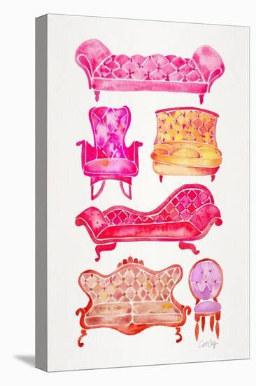 Pink Victorian Lounge-Cat Coquillette-Stretched Canvas