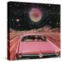 Pink Vintage Car in Space Collage Art-Samantha Hearn-Stretched Canvas