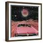 Pink Vintage Car in Space Collage Art-Samantha Hearn-Framed Photographic Print