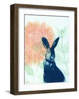 Pink Waratah and Blue Rabbit-Trudy Rice-Framed Art Print