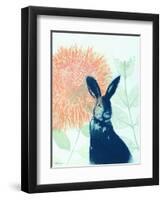 Pink Waratah and Blue Rabbit-Trudy Rice-Framed Art Print