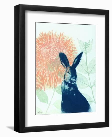 Pink Waratah and Blue Rabbit-Trudy Rice-Framed Art Print