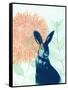 Pink Waratah and Blue Rabbit-Trudy Rice-Framed Stretched Canvas