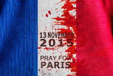 Red Color Dirt with Canvas Fabric Texture of the Flag France in Concept Pray for Paris , 13 Novemb-PinkOmelet-Framed Stretched Canvas