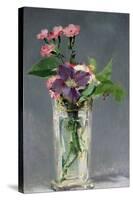 Pinks and Clematis in a Crystal Vase, c.1882-Edouard Manet-Stretched Canvas