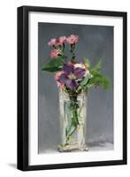 Pinks and Clematis in a Crystal Vase, c.1882-Edouard Manet-Framed Giclee Print