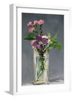 Pinks and Clematis in a Crystal Vase, c.1882-Edouard Manet-Framed Giclee Print