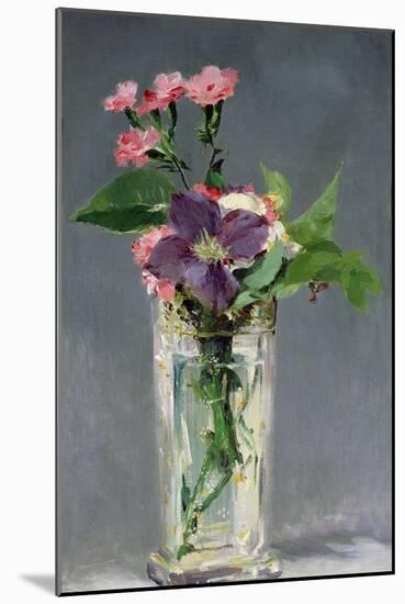 Pinks and Clematis in a Crystal Vase, c.1882-Edouard Manet-Mounted Giclee Print