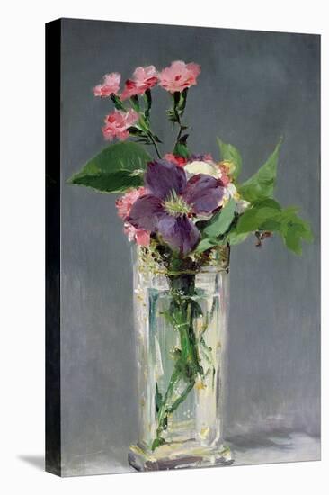Pinks and Clematis in a Crystal Vase, c.1882-Edouard Manet-Stretched Canvas